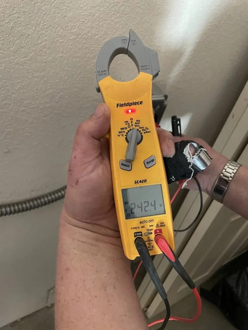 Voltage testing with clamp meter during Generator Installation in Citrus Heights